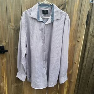 WRK Men's Geometric Dot Print Button-Up Dress Shirt Purple 17.5